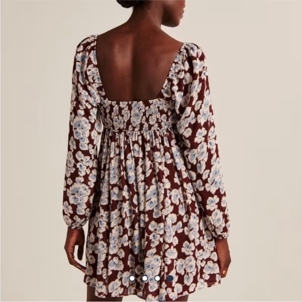 🆕 Abercrombie Long Sleeve Floral Babydoll Mini Dress Size Small - Picture 2 of 8
